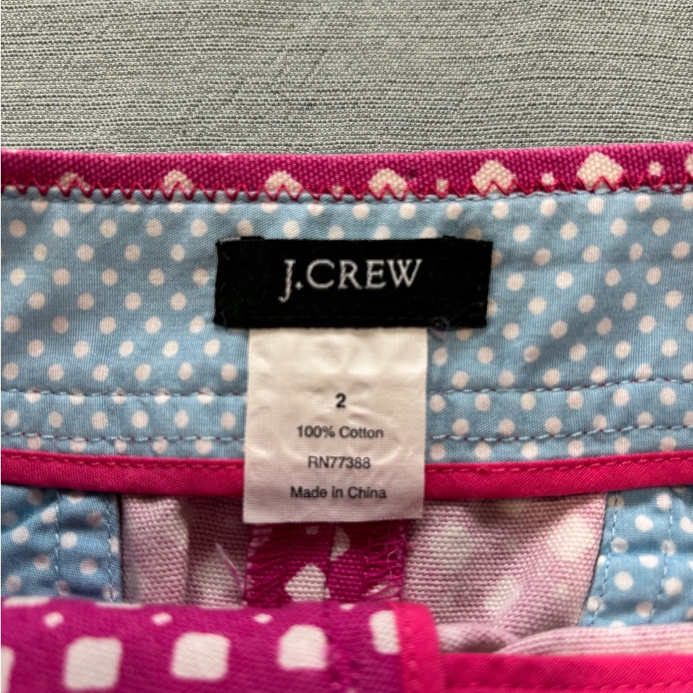 J. Crew Fuchsia Hot Pink and White Polka Dot Mini Skirt Canvas Size 2 - Picture 3 of 10